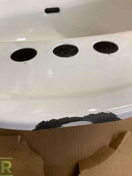2 Briggs 255881 White Enameled Steel Drop In Round Bathroom Sink 19 In X 19 In Slightly