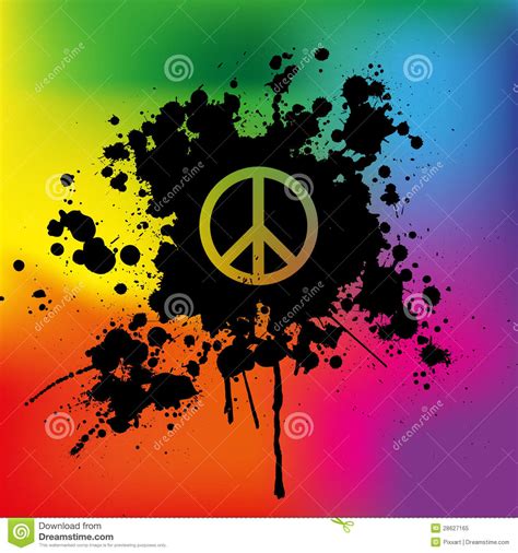 Peace Sign On Rainbow Background Stock Vector