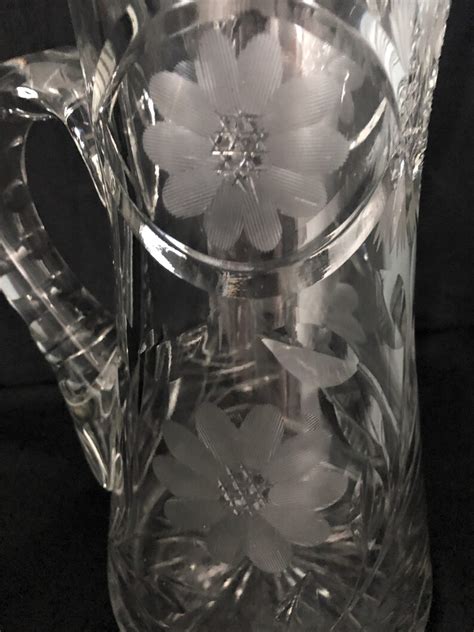 Antique American Brilliant Period Crystal Cut Glass Pitcher Etsy