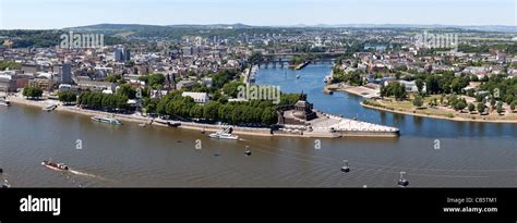 High Resolution Panorama Of The Confluence Of The Rhine And Mosel