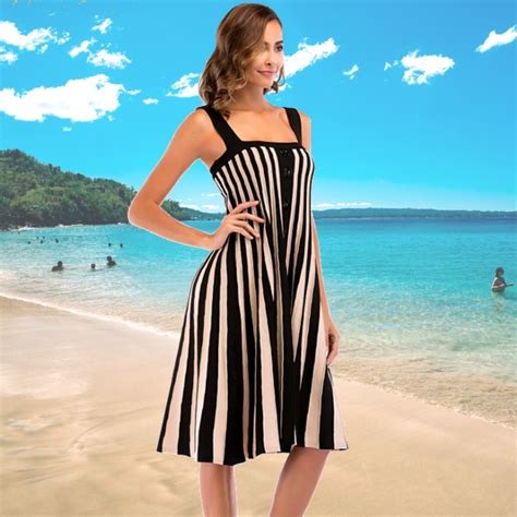 Striped Summer Dress Womens Knee Length Sundress Summer Dresses Summer Dresses For Women