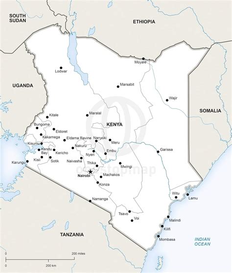 Vector Map Of Kenya Political One Stop Map