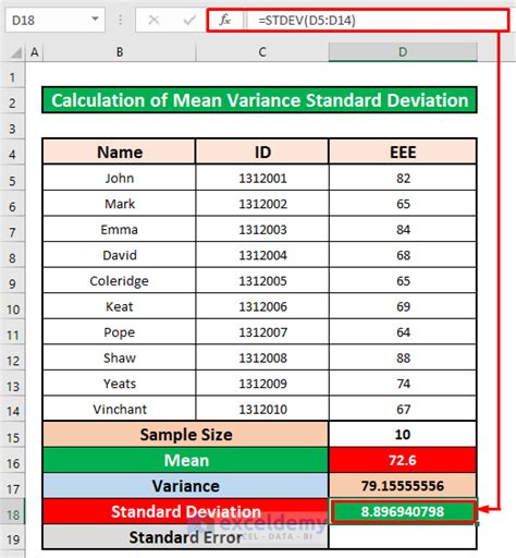 How To Calculate Mean Variance And Standard Deviation In Excel