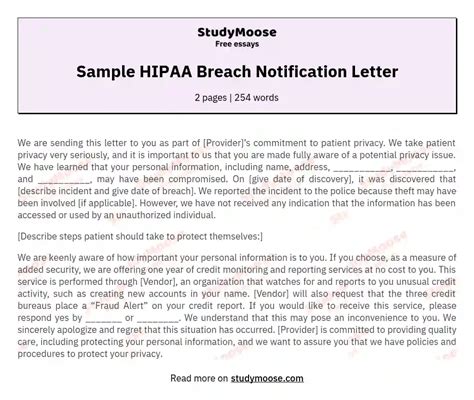 Hipaa Breach Notification Letter Template Hot Sex Picture