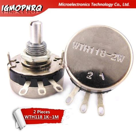 2PCS WTH118 2W 1A Potentiometer 1K 2 2K 4 7K 10K 22K 47K 100K 470K 1M WTH118 2W Round Shaft