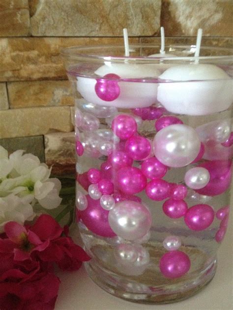 80 Magenta Pink/White Pearls, Jumbo & Mix Size Pearls, No Hole Pearls For Vase Fillers, Crafts ...