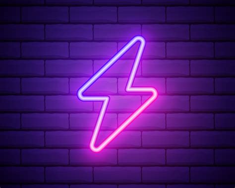 Neon Icon Of Purple And Violet Electric Energy Vector Illustration Of
