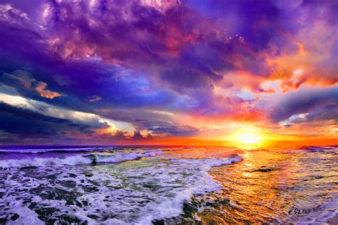 Check spelling or type a new query. Red Purple Sea Sunset-Sun Trail Waves Seascape Photograph ...