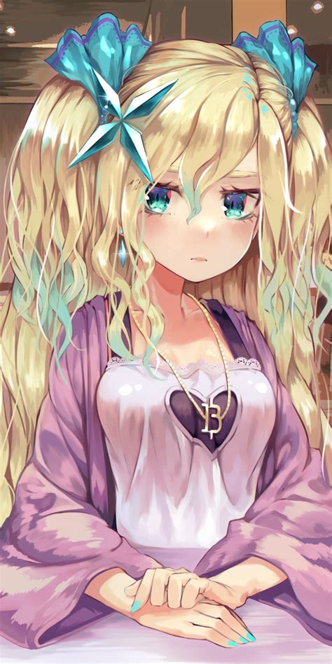 Download 1080x2160 Cute Anime Girl Blonde Cafe