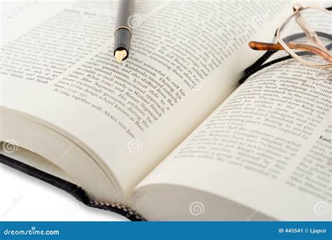 Open Book And Pen Stock Image Image 445541