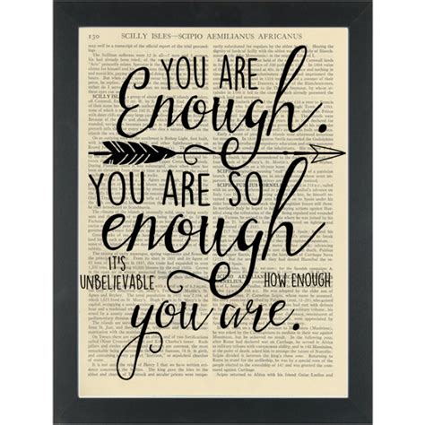 Inspirational Quote You Are Enough You Are So Enough Dictionary Art Print Page Turner