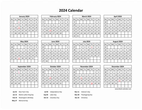 2024 Federal Holiday Calendar Printable Calendar 2024 Printable