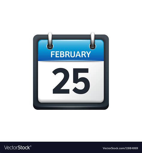 February 25 Calendar Icon Royalty Free Vector Image