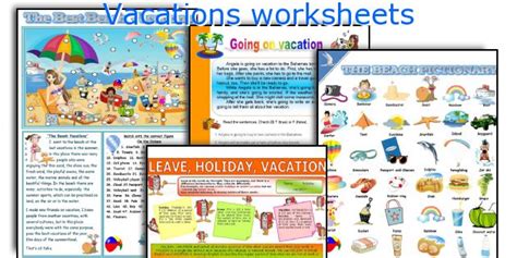 Vacations Worksheets