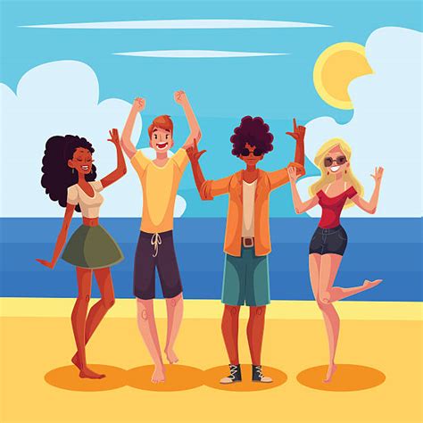 Royalty Free Beach Friends Clip Art Vector Images And Illustrations Istock