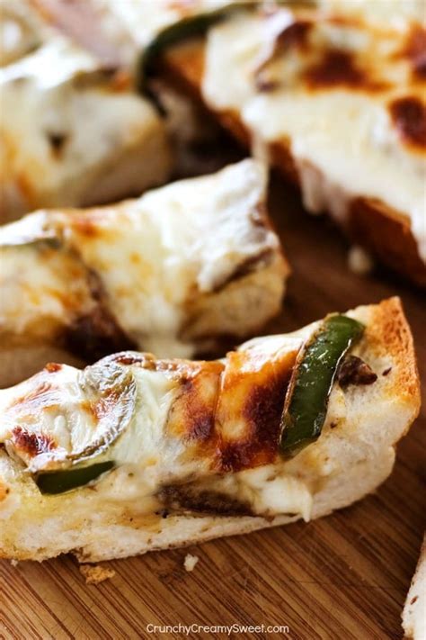 The best cheese for philly cheesesteak: Philly Cheese Steak Cheesy Bread - Crunchy Creamy Sweet