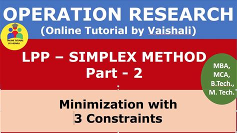 Lpp Using Simplex Method Simplex Method Solved Problem Operation