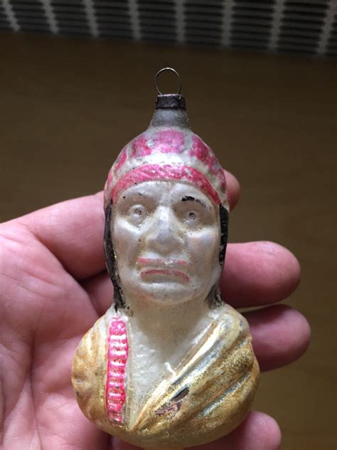 Antique Hand Blown Mercury Glass Christmas Tree Ornament Indian Chief Head Antique Price