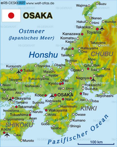 Use our detailed osaka map to visit attractions, explore the area and create a route to city's most popular destinations. Map of Osaka (Region in Japan) | Welt-Atlas.de