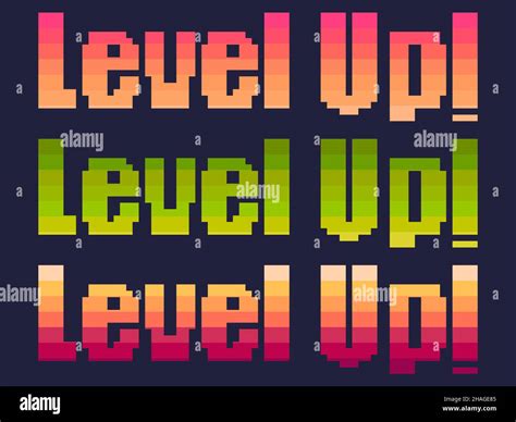 Level Up Pixel Art Achievement In The Game Leveling Up Text In 8