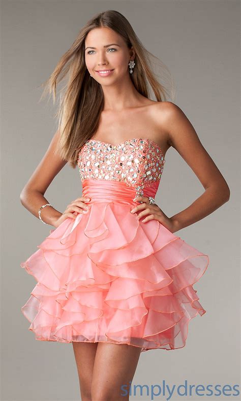 Short Strapless Prom Dress With Ruffled Skirt By La Glo Short