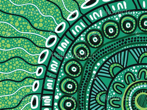 Green Background Illustration With Aboriginal Motifs Download