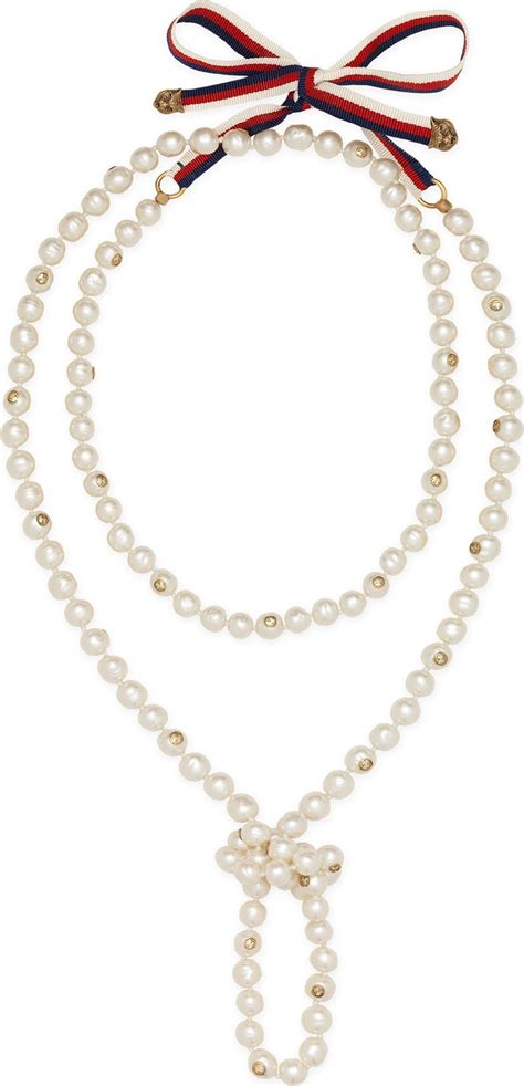 Gucci Long Imitation Pearl Necklace Luxed