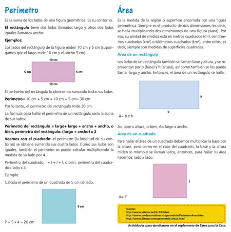 Perímetro Y área Del Cuadrado Y Rectángulo Escolar Abc Color