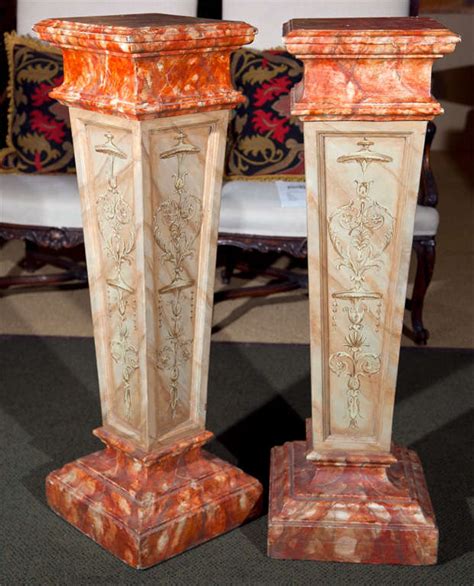Pair Of Faux Marble Pedestals For Sale At 1stdibs Marble Pedestals