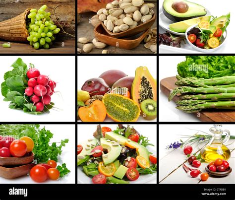 Healthy Vegetables And Fruit Food Collage Stock Photo Alamy
