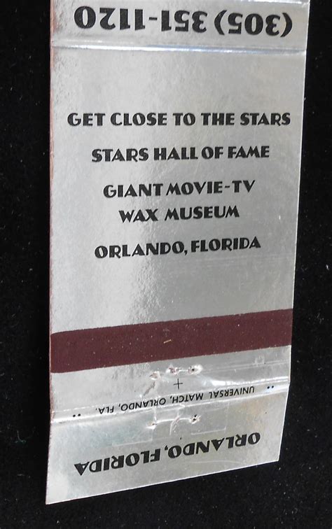 1980s Matchbook Stars Hall Of Fame Wax Museum Orlando Fl Orange Co