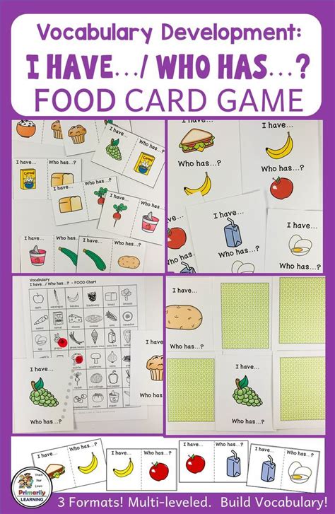 I Have Who Has Games Food Vocabulary Game Vocabulary Activities