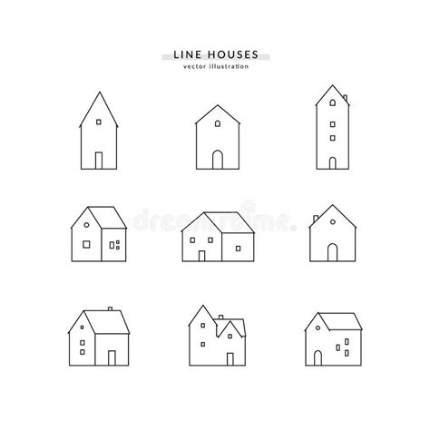 Vector Set Of Various Outline Houses Or Homes Stock Vector