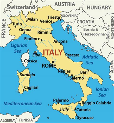 The map also shows rome, the capital of italy. Italy - Honeymoon Regions