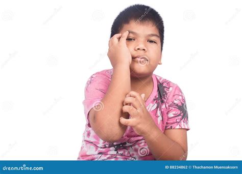 Cute Little Boy Scratch His Arm Stock Photo Image Of Face Scratching