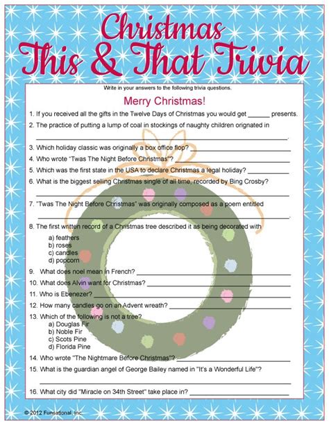 Christmas This And That Trivia Christmas Trivia Holiday Games Work