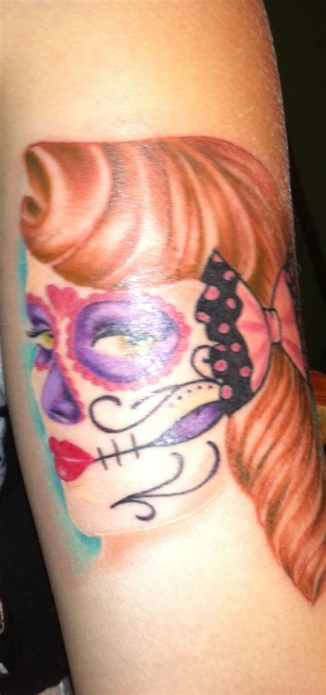Sugar Skull Pinup Triangle Tattoo Tattoos Deathly Hallows Tattoo