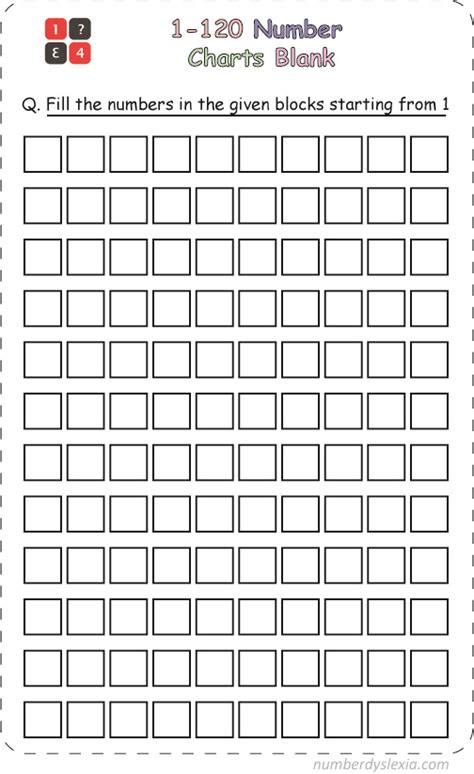 free printable 1 120 number chart [pdf] with missing numbers and blank template number dyslexia
