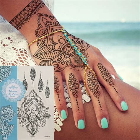 1pcs waterproof tattoo women black ink henna jewel sexy lace flower pendant wed henna temporary