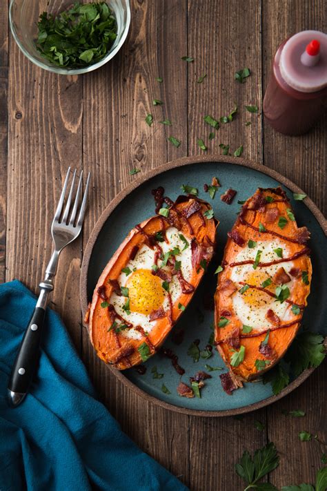 Baked Sweet Potato And Egg Breakfast Boats Will Cook For Friends