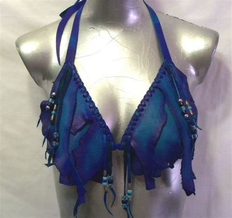 Sexy Leather Bikini Comicon Fringed Mermaid Swim Suit Hippie Fantasy Fairy Bikini Handmade