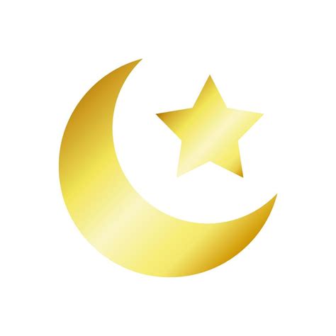 Golden Crescent Moon And Star Symbol Islamic Icon 15613981 Vector Art