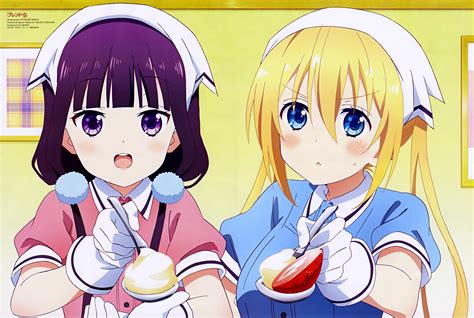 2girls Blends Blondehair Blueeyes Food Fruit Gloves Hinatakaho Kimiyaryousuke Longhair