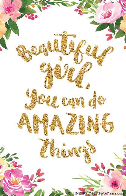 Beautiful Girl You Can Do Amazing Things Quote Wall Art Print Etsy