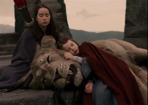 The Lion The Witch And The Wardrobe Susan And Lucy With Aslan On The