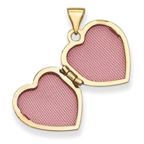 14k Gold Two Small Hearts Floral Heart Photo Locket Yellow Gold