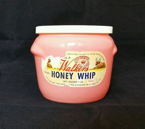 Vintage 1948 Walker Honey Whip Jar With Lid Pink Glass 1 Lb Honey