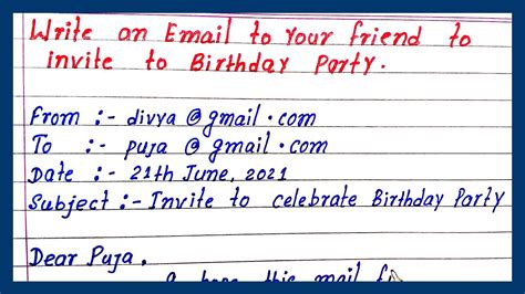 How To Write An Email To Your Friend To Invite To Birthday Party Easy