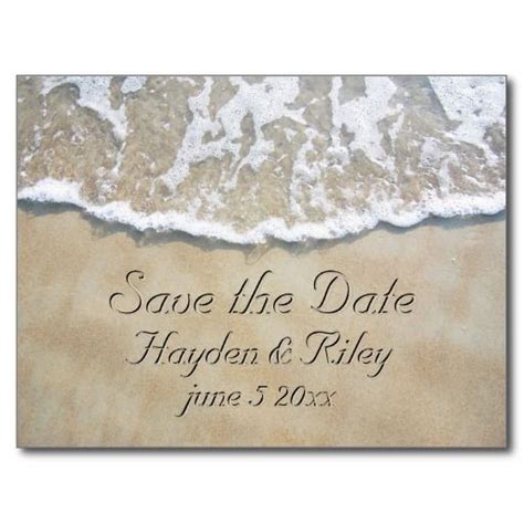 Written In The Sand Beach Save The Date Announcement Postcard Save The Date