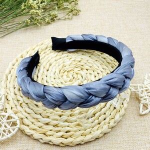 Blue Glossy Satin Braided Headband Stylish Fashion Hairband Braided